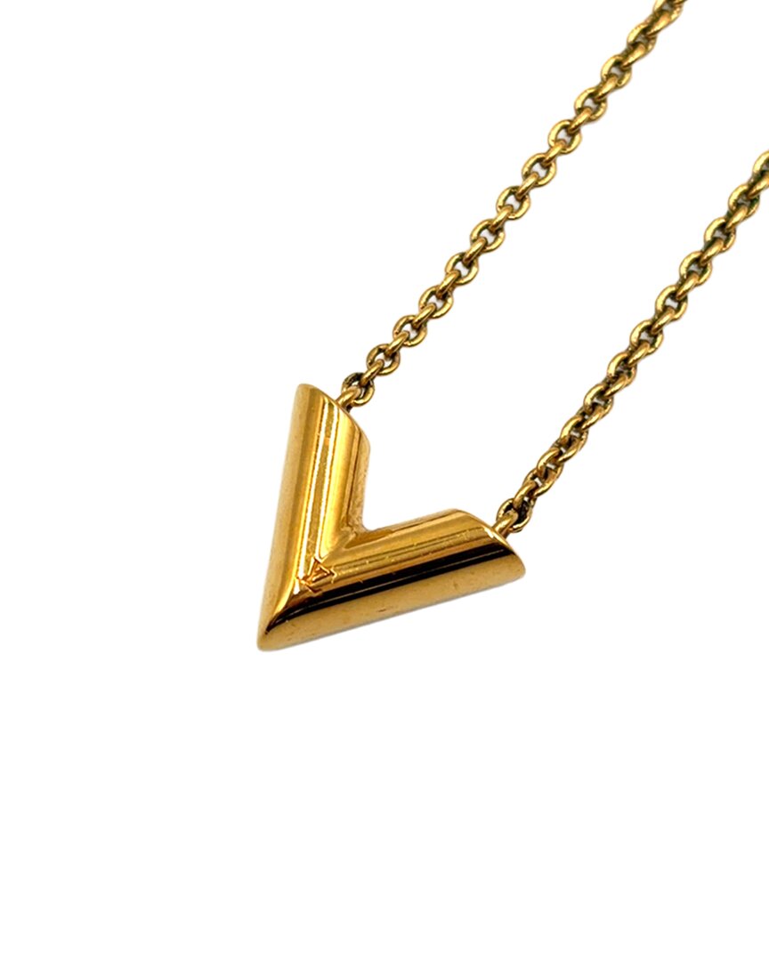 Louis Vuitton V Necklace (authentic Pre-loved) In Gold