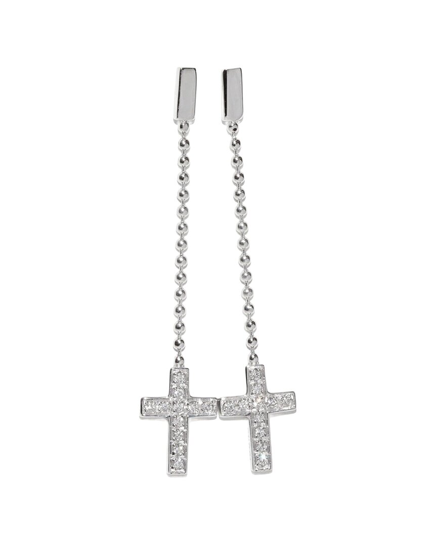 Gucci 18k Gold Diamond Mini Cross Earrings (authentic Pre-loved) In Metallic