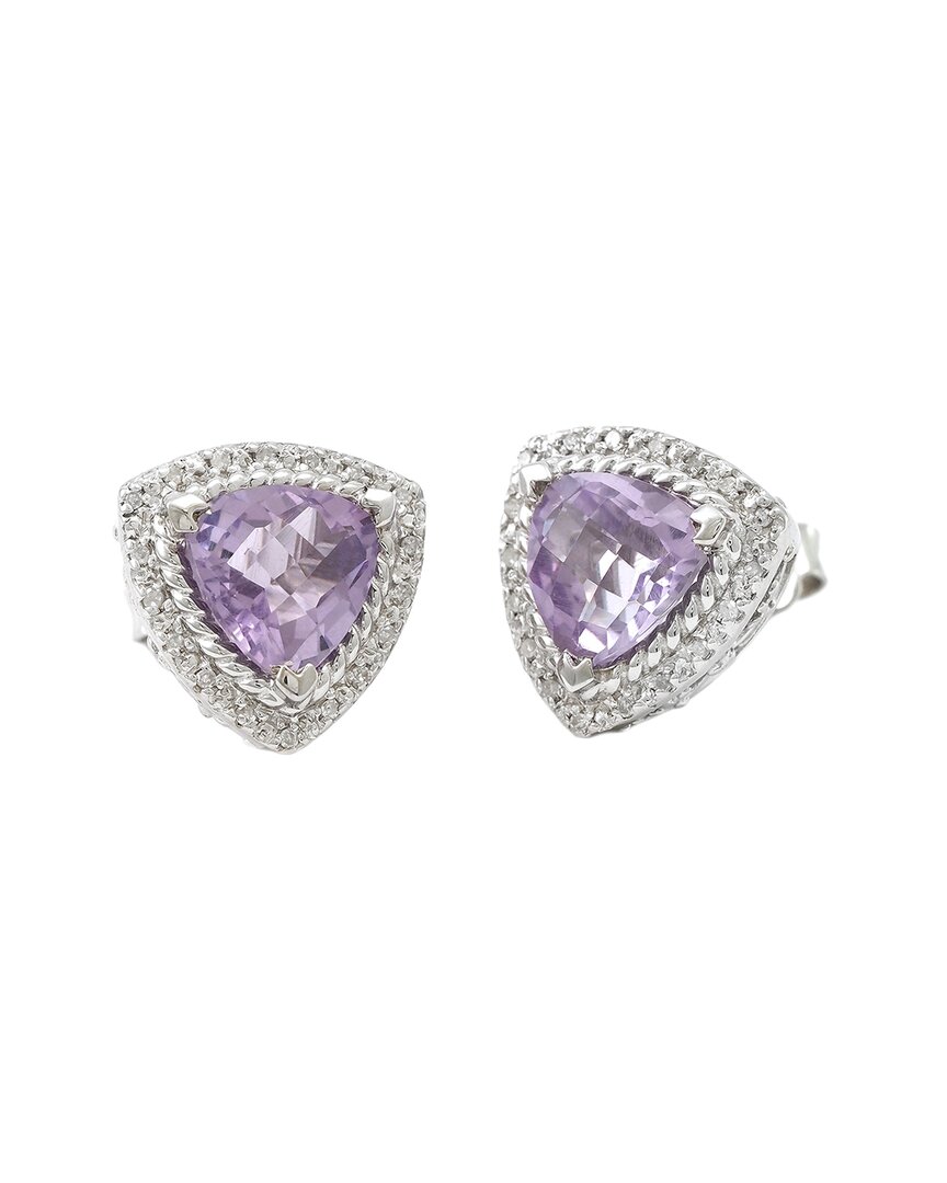 Gemstones Silver 3.66 Ct. Tw. Diamond & Amethyst Earrings
