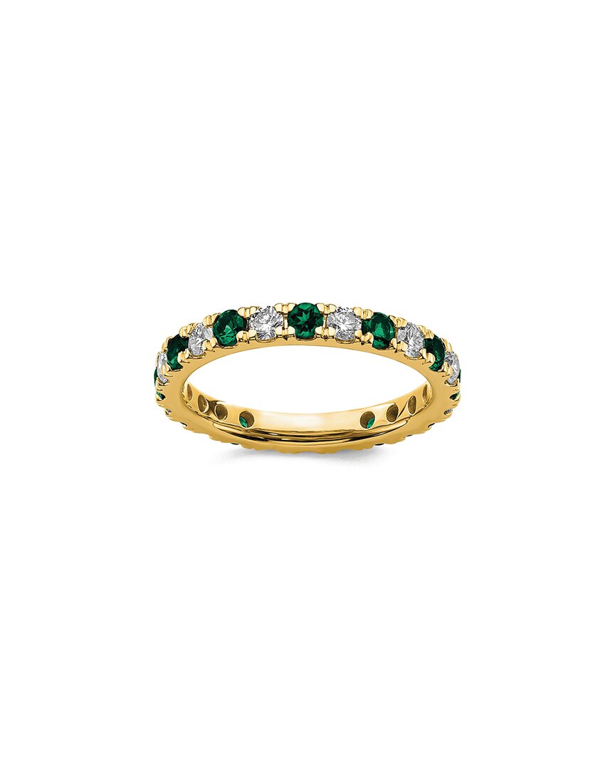 Lab Grown Gemstones 14k 1.75 Ct. Tw. Lab-grown Diamond & Lab-grown Emerald Eternity Ring In Gold