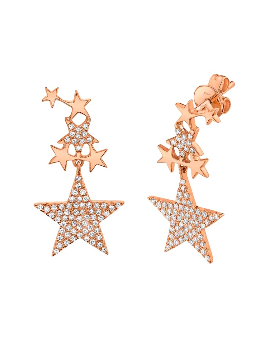 True Diamond 14k Rose Gold 0.35 Ct. Tw. Diamond Star Earrings