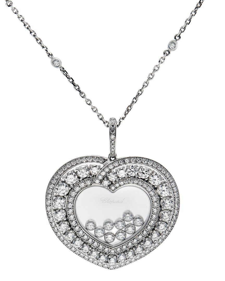 Chopard Happy 18k 3.13 Ct. Tw. Diamond Necklace (authentic ) In Metallic