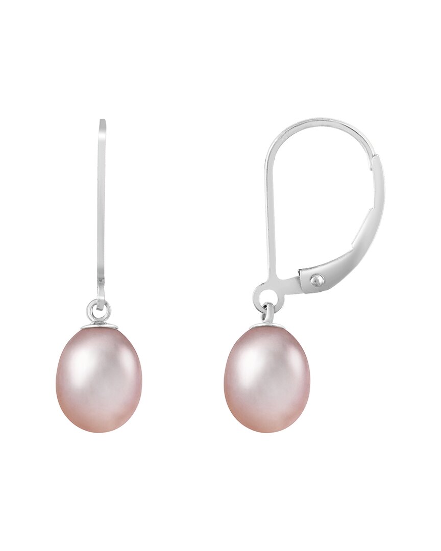 Splendid Pearls Silver 7-8mm Pearl Earrings In Pink