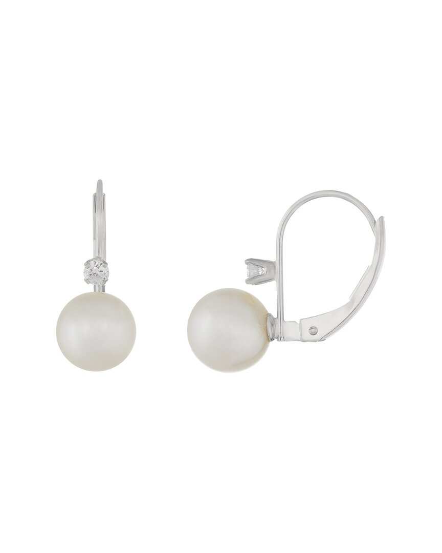 Splendid Pearls 14k Diamond 6-6.5mm Pearl Earrings