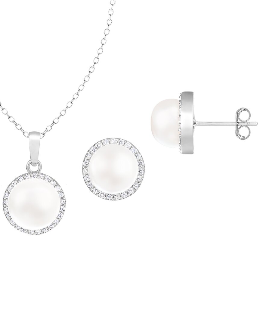 Splendid Pearls Silver 8-9mm Pearl Set In White