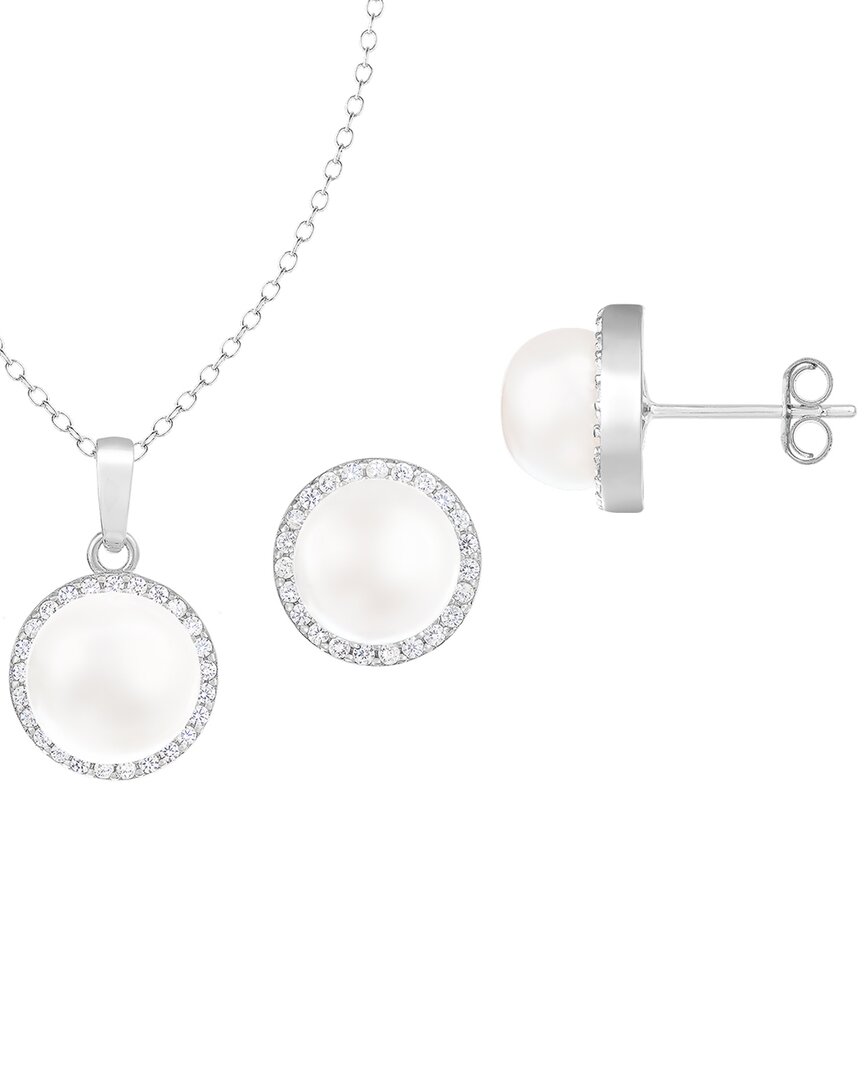 Splendid Pearls Silver 8-9mm Pearl Set