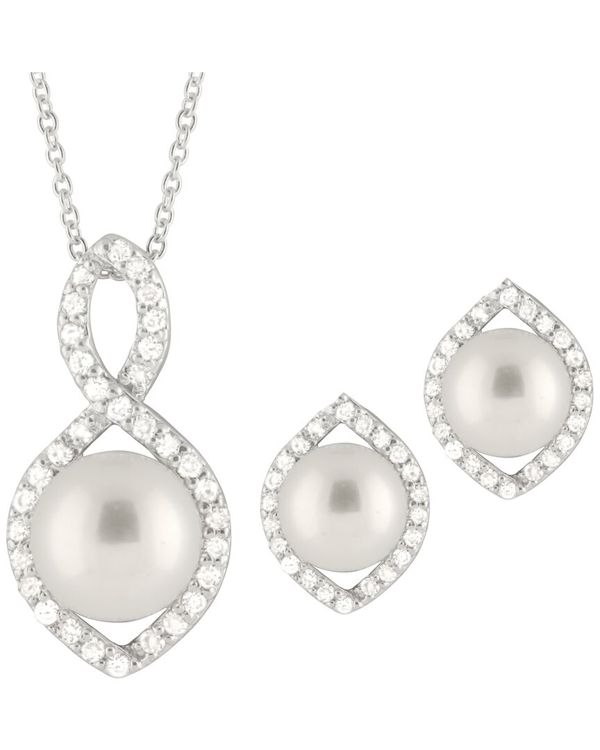 Splendid Pearls Silver 9-10mm Pearl Set