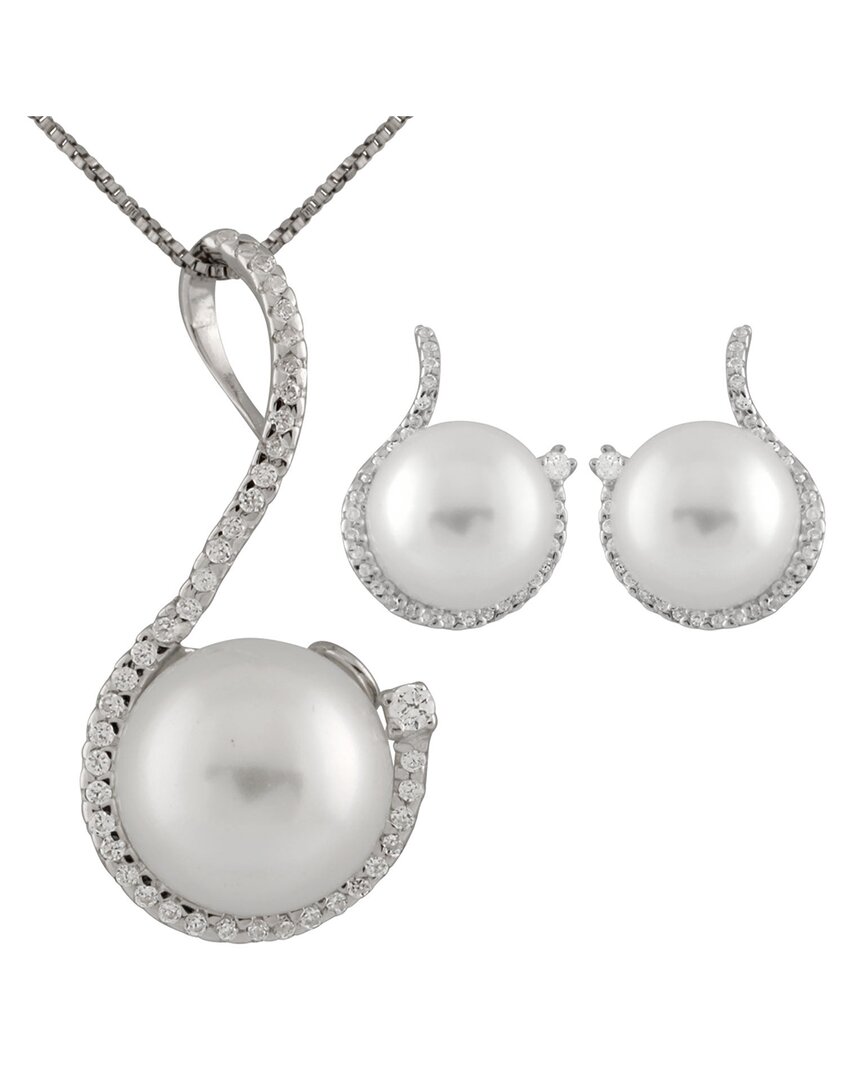 Splendid Pearls Silver 9-9.5mm Pearl Set