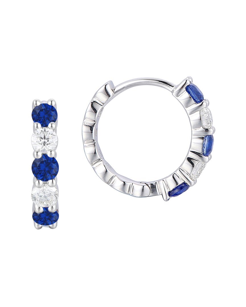 Gregg Ruth 18k 0.86 Ct. Tw. Diamond & Blue Sapphire Huggie Earring