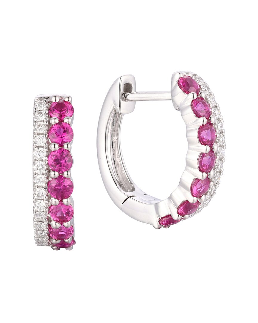 Gregg Ruth 14k 0.88 Ct. Tw. Diamond & Ruby Huggie Earring In No Color