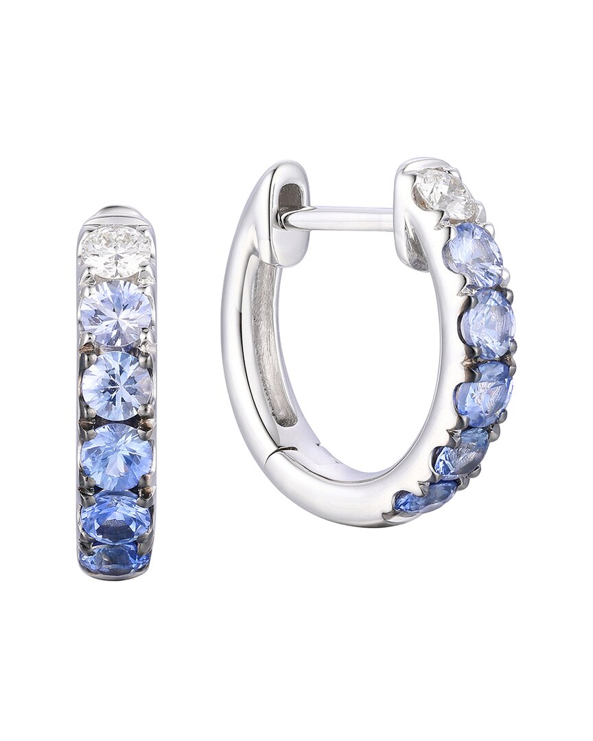 Gregg Ruth 14k 0.78 Ct. Tw. Diamond & Blue Sapphire Huggie Earring In No Color