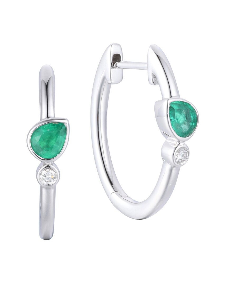 Gregg Ruth 14k 0.46 Ct. Tw. Diamond & Emerald Huggie Earring In No Color