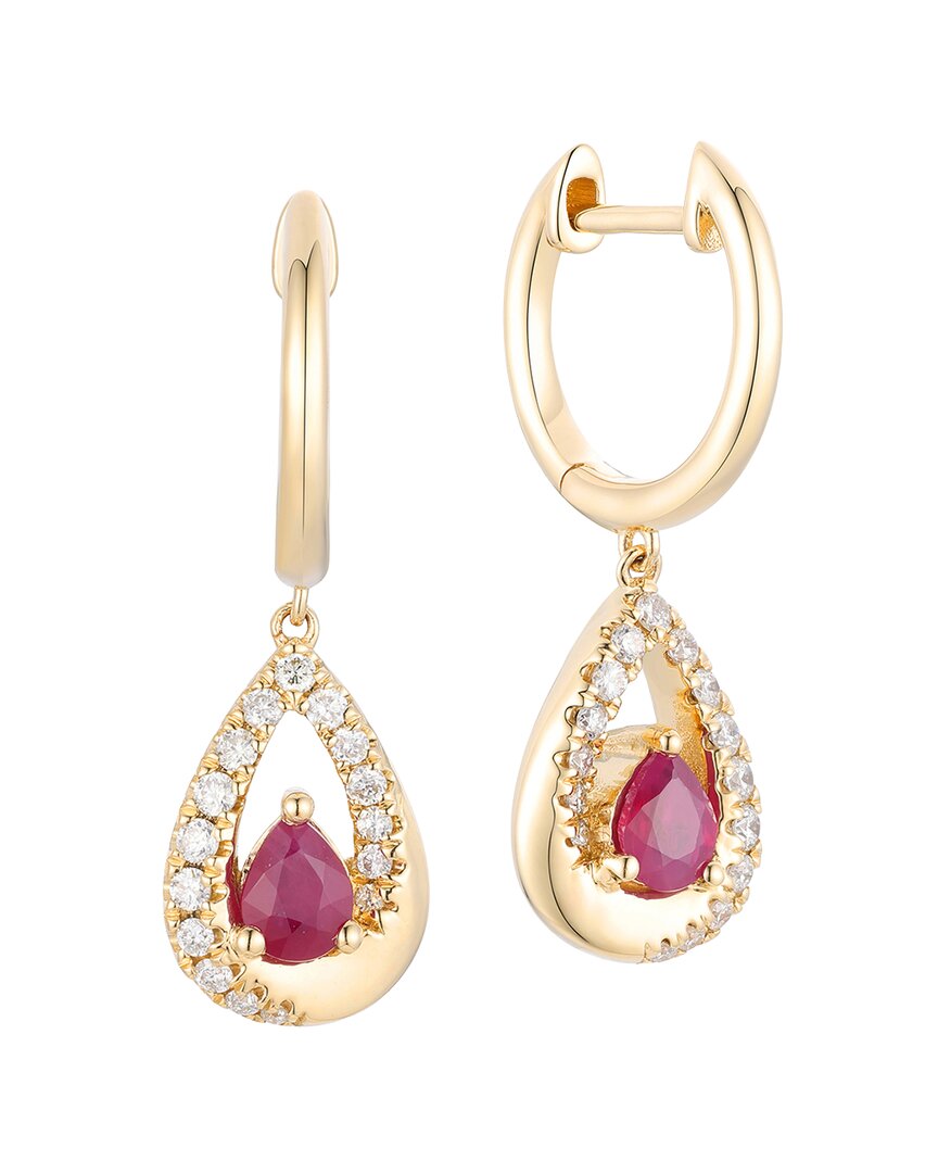 Gregg Ruth 14k 0.76 Ct. Tw. Diamond & Ruby Huggie Earring In No Color