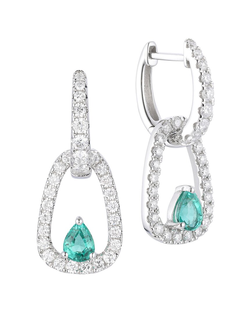 Gregg Ruth 14k 1.42 Ct. Tw. Diamond & Emerald Two Way Huggie Earring In No Color