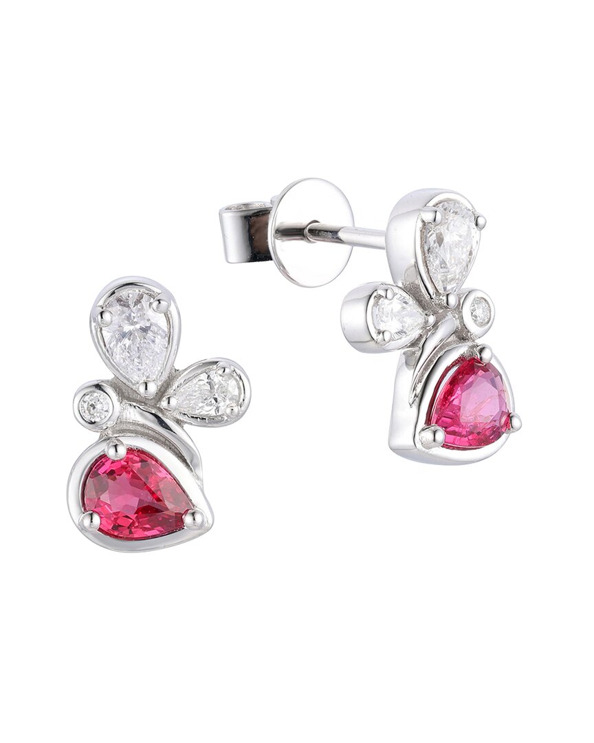 Gregg Ruth 14k 0.80 Ct. Tw. Diamond & Ruby Butterfly Earring In No Color