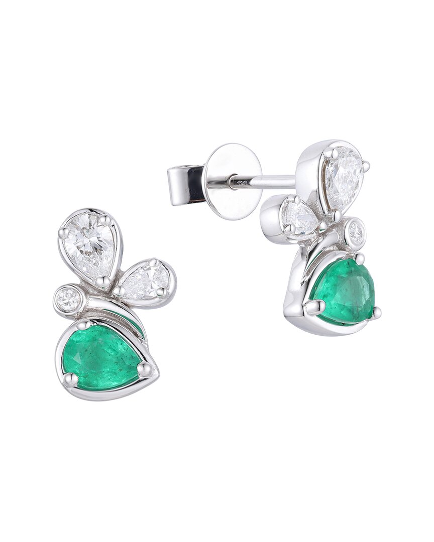 Gregg Ruth 14k 0.73 Ct. Tw. Diamond & Emerald Butterfly Earring In No Color
