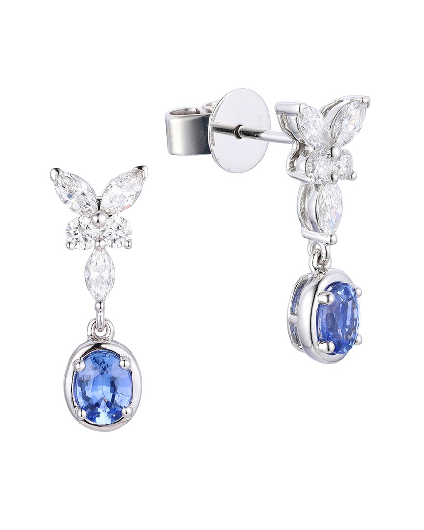 Gregg Ruth 14k 1.05 Ct. Tw. Diamond & Blue Sapphire Butterfly Earring In No Color