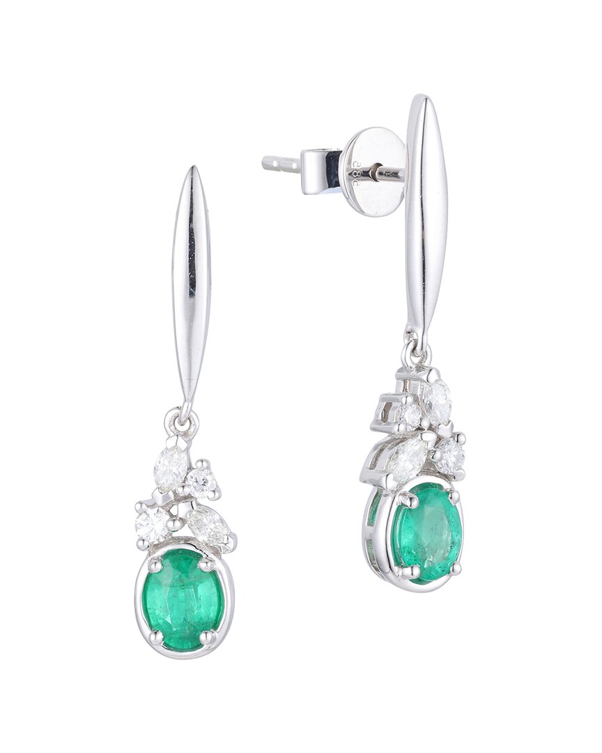 Gregg Ruth 14k 0.66 Ct. Tw. Diamond & Emerald Earring In Metallic