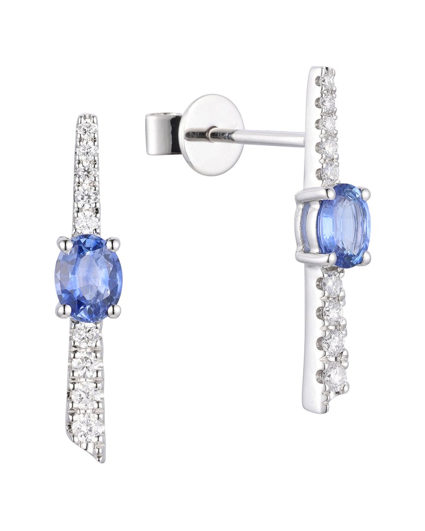 Gregg Ruth 14k 0.70 Ct. Tw. Diamond & Blue Sapphire Earring In No Color
