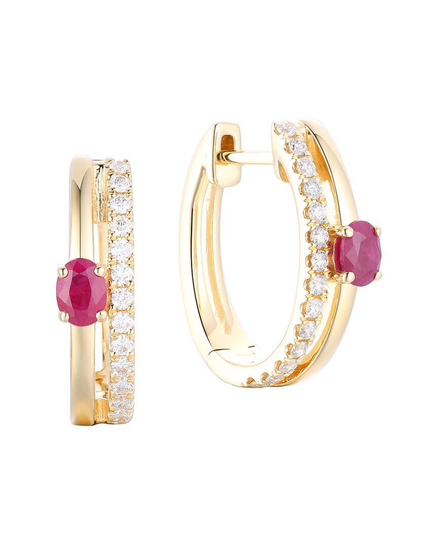Gregg Ruth 14k 0.73 Ct. Tw. Diamond & Ruby Huggie Earring In No Color