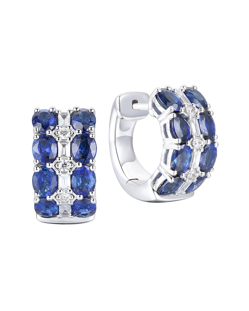 Gregg Ruth 14k 4.49 Ct. Tw. Diamond & Blue Sapphire Huggie Earring In No Color