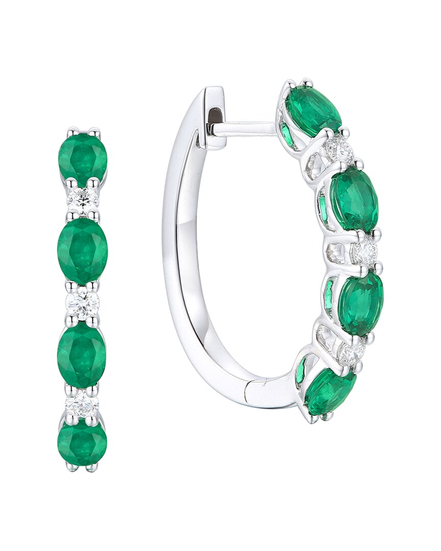 Gregg Ruth 18k 1.32 Ct. Tw. Diamond & Lab-grown Lab Created Emerald Huggie Earring In No Color