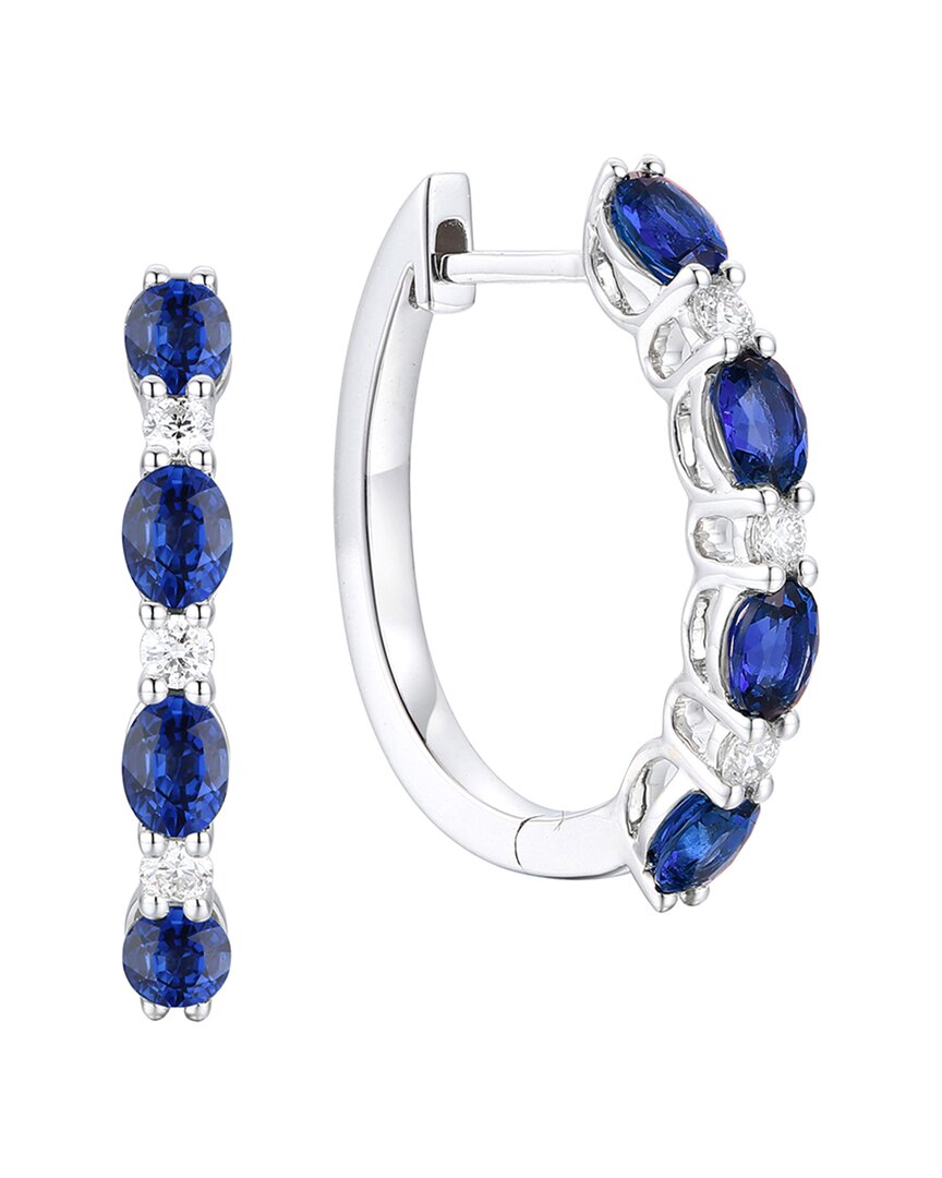 Gregg Ruth 14k 1.73 Ct. Tw. Diamond & Blue Sapphire Huggie Earring In No Color