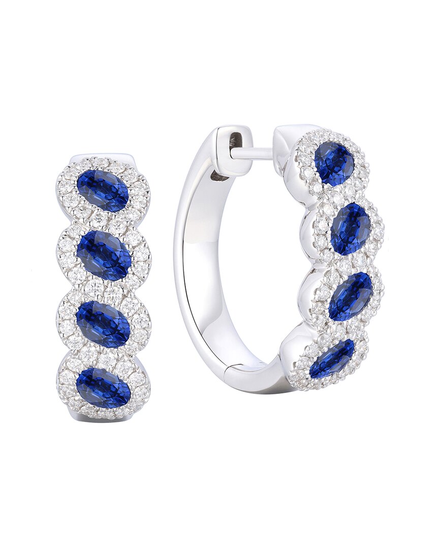 Gregg Ruth 14k 2.12 Ct. Tw. Diamond & Blue Sapphire Huggie Earring In No Color