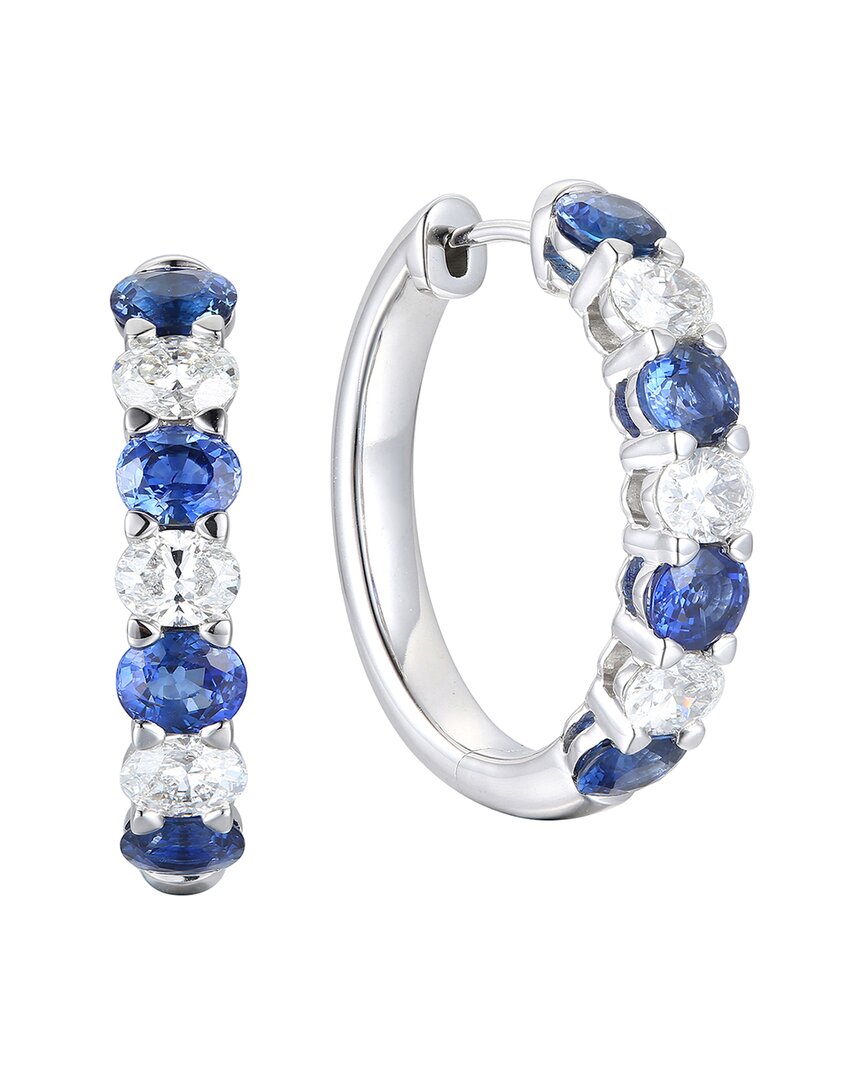 Gregg Ruth 14k 5.77 Ct. Tw. Diamond & Blue Sapphire Huggie Earring In No Color