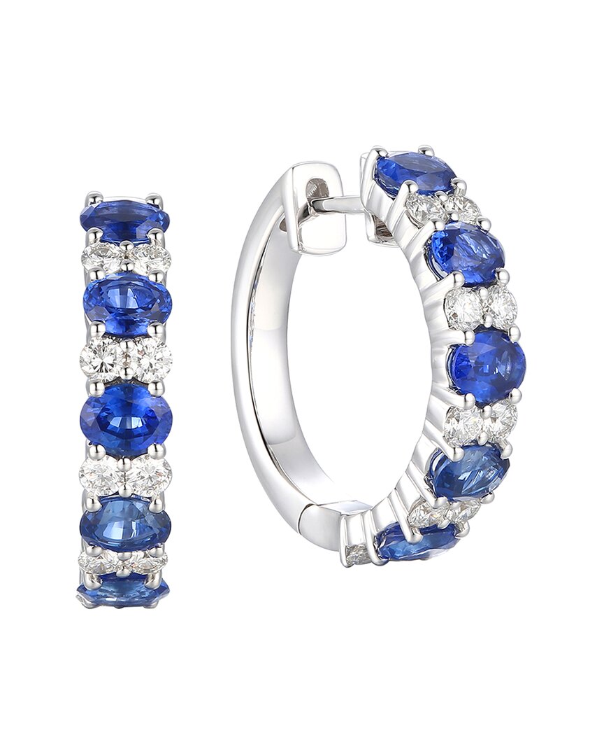 Gregg Ruth 14k 4.08 Ct. Tw. Diamond & Blue Sapphire Huggie Earring In No Color