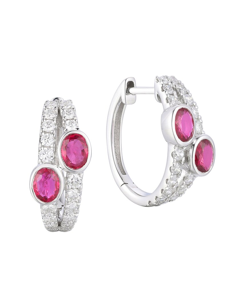 Gregg Ruth 14k 1.66 Ct. Tw. Diamond & Ruby Huggie Earring In No Color