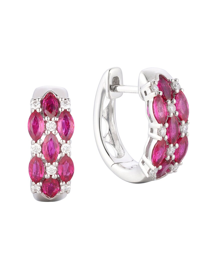 Gregg Ruth 14k 1.08 Ct. Tw. Diamond & Ruby Huggie Earring In No Color
