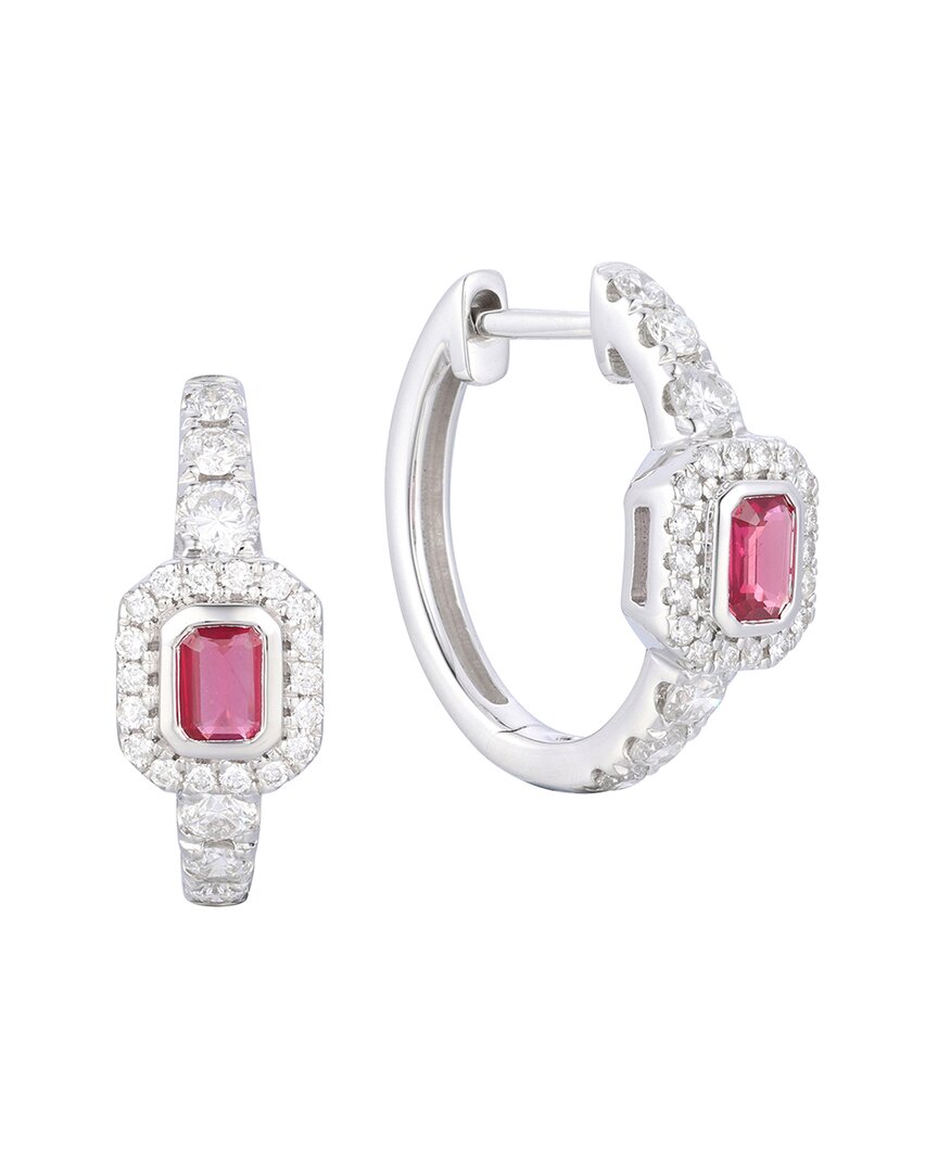 Gregg Ruth 14k 0.91 Ct. Tw. Diamond & Ruby Huggie Earring In No Color
