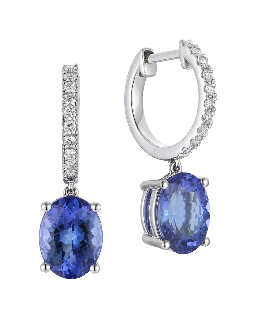 Gregg Ruth 14k 4.20 Ct. Tw. Diamond & Tanzanite Huggie Earring In No Color