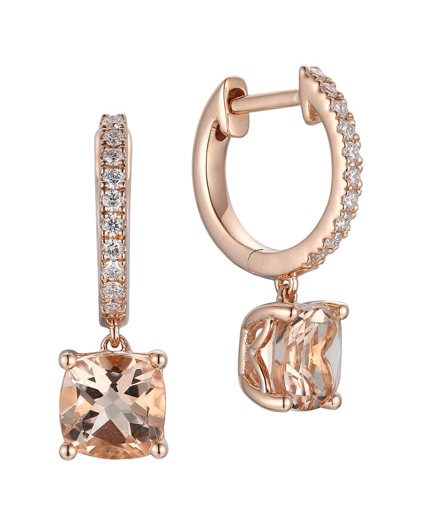 Gregg Ruth 14k 1.89 Ct. Tw. Diamond & Morganite Huggie Earring In No Color