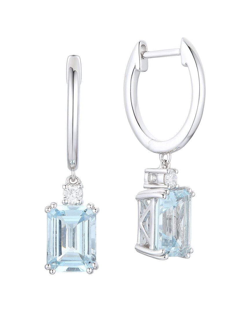 Gregg Ruth 18k 2.68 Ct. Tw. Diamond & Aquamarine Huggie Earring In No Color