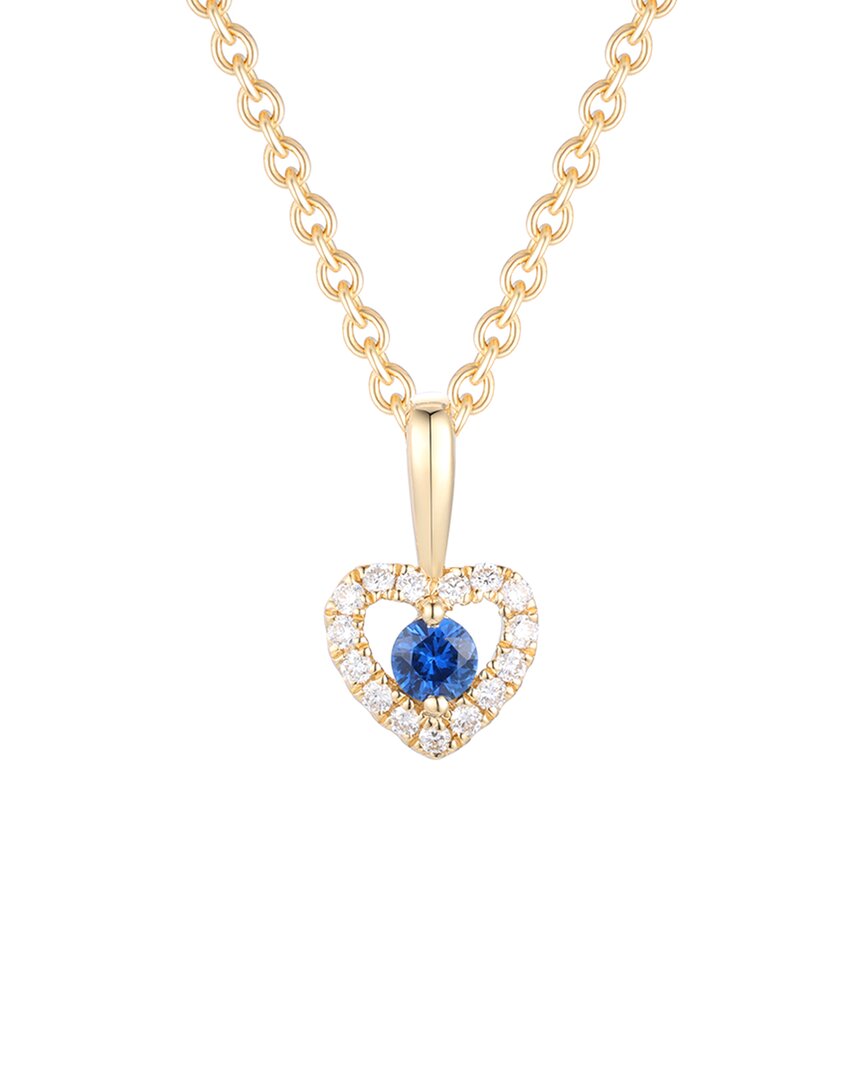 Gregg Ruth 14k 0.14 Ct. Tw. Diamond & Blue Sapphire Heart Shape Pendant In No Color