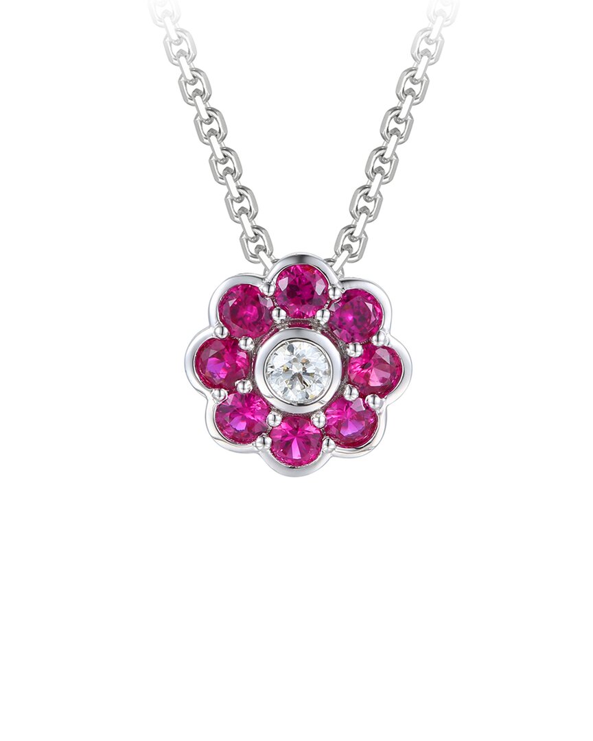 Gregg Ruth 14k 0.89 Ct. Tw. Diamond & Ruby Flower Pendant In No Color