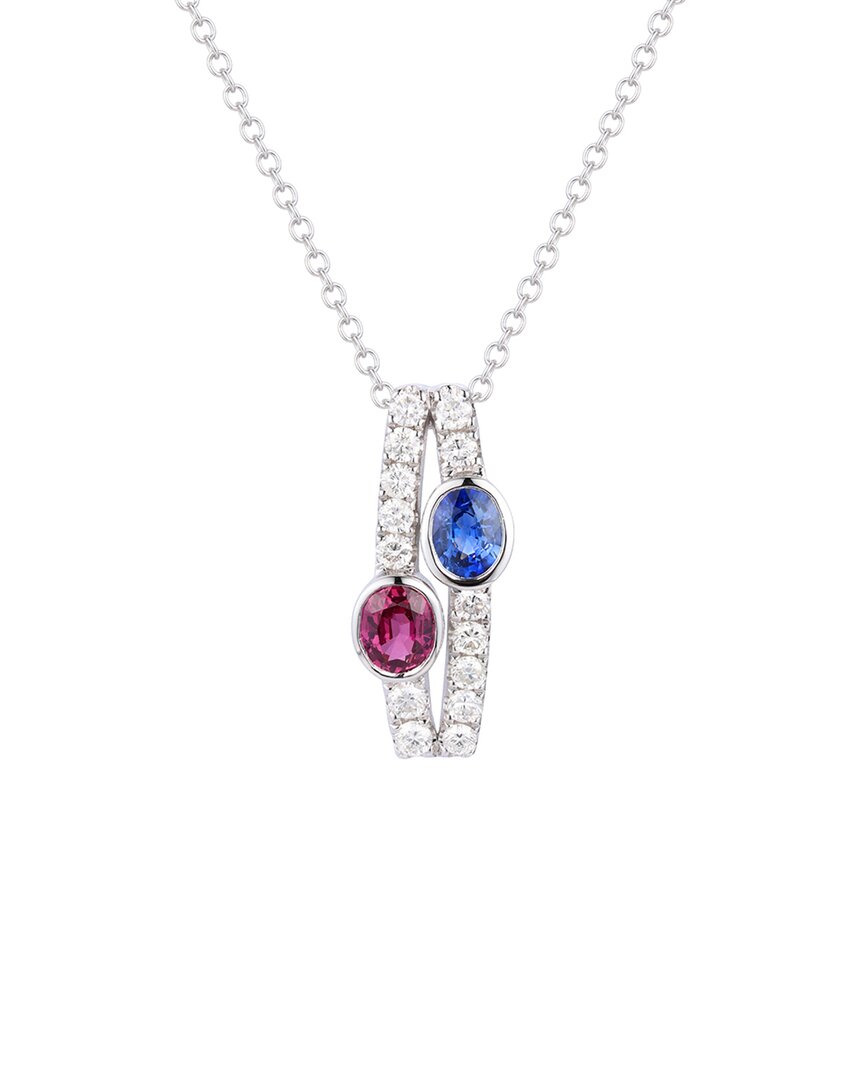 Gregg Ruth 14k 1.35 Ct. Tw. Diamond & Blue Sapphire And Ruby Pendant In No Color