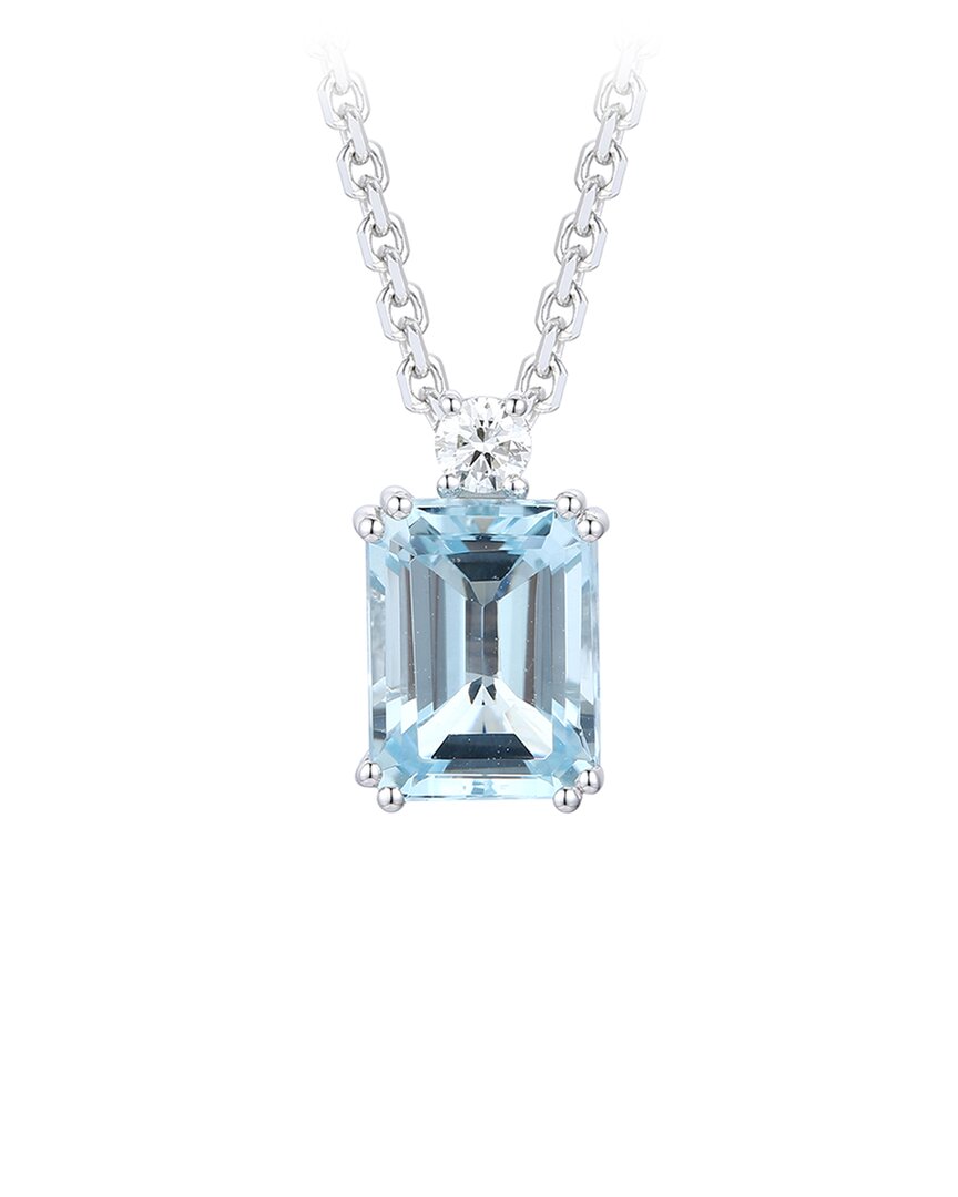 Gregg Ruth 18k 2.35 Ct. Tw. Diamond & Aquamarine Pendant In Blue