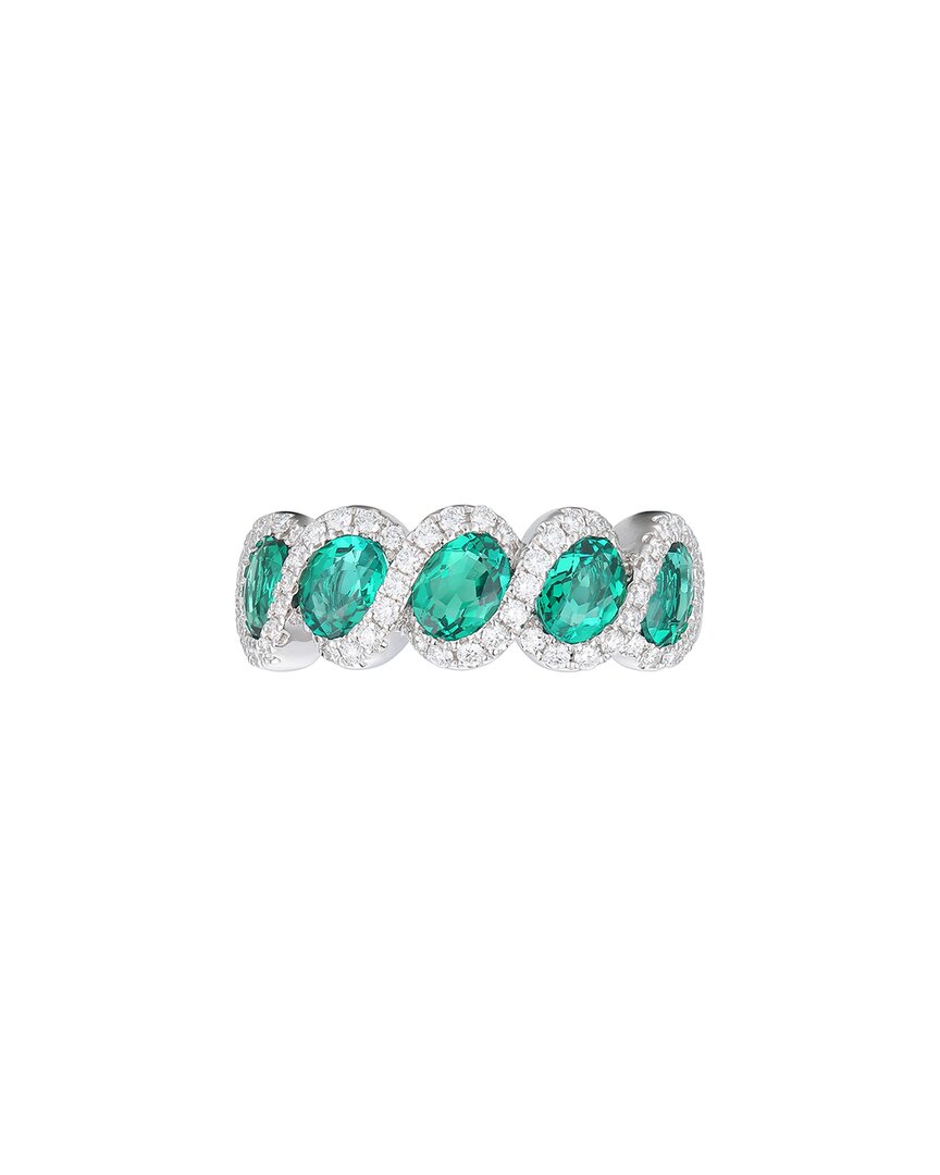 Gregg Ruth 18k 1.97 Ct. Tw. Diamond & Lab-grown Lab Created Emerald Ring In No Color