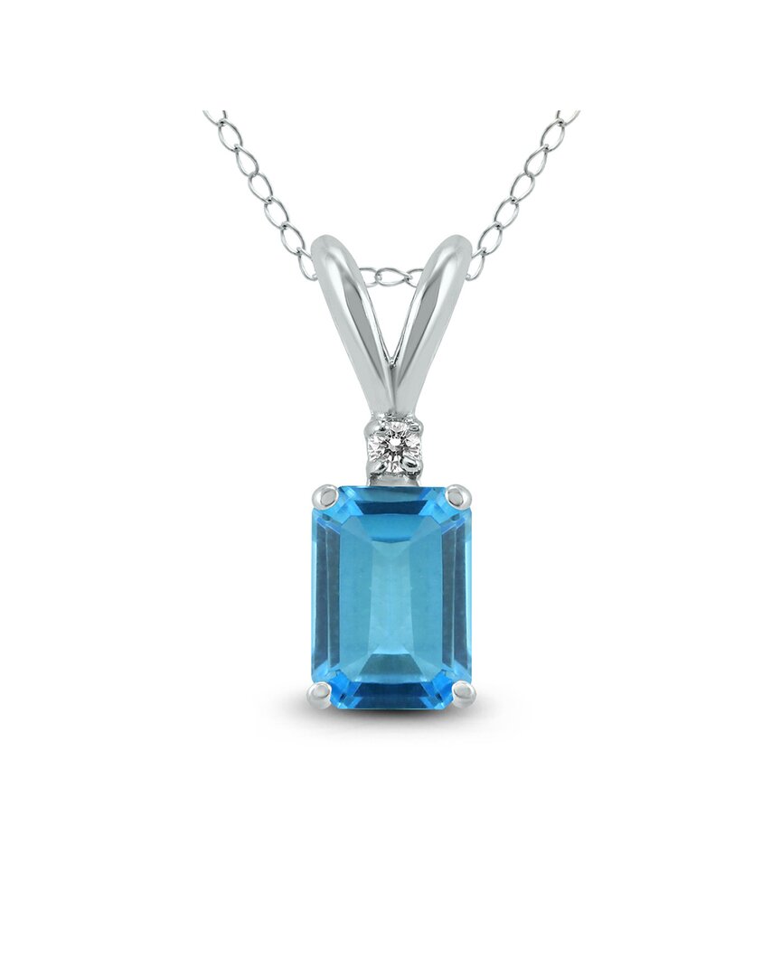 Gemstones 14k 0.47 Ct. Tw. Diamond & Blue Topaz Necklace