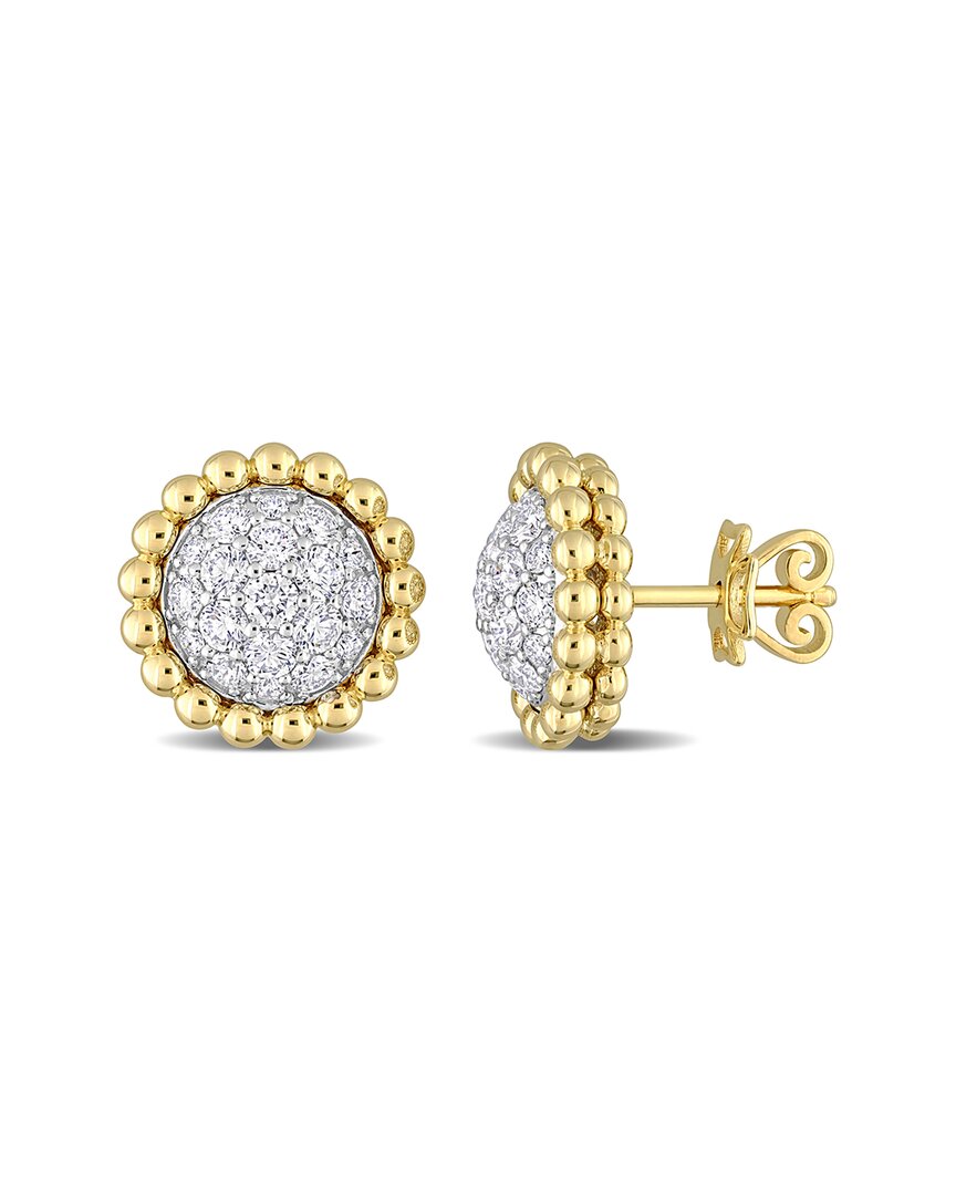 Diamond Select Cuts 14k Two-tone 1.40 Ct. Tw. Diamond Halo Earrings