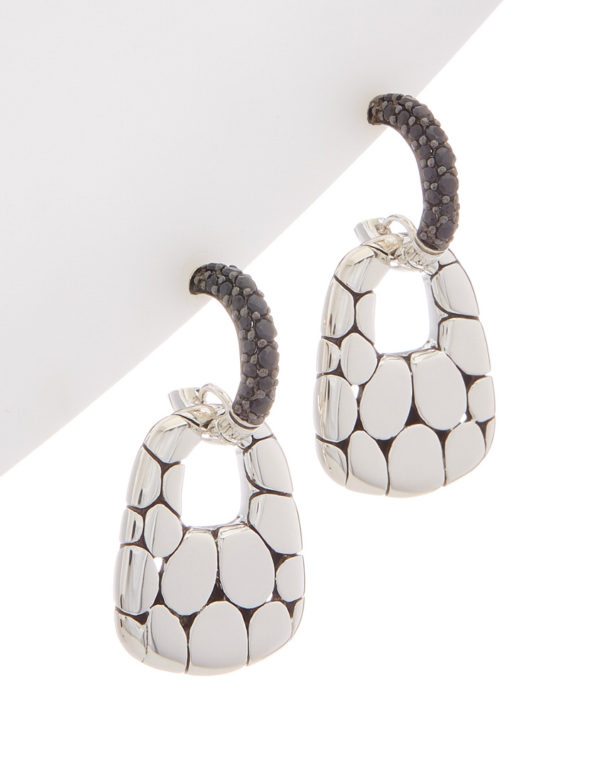 John Hardy Kali Silver Lava Collection Silver Black Sapphire Earrings