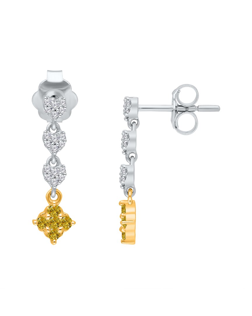 Kallati 14k Two-tone 0.25 Ct. Tw. Diamond Dangle Earrings