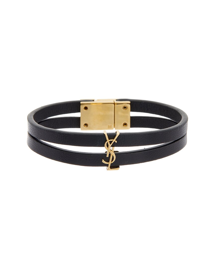 Женский двухниточный кожаный браслет Saint Laurent Cassandre