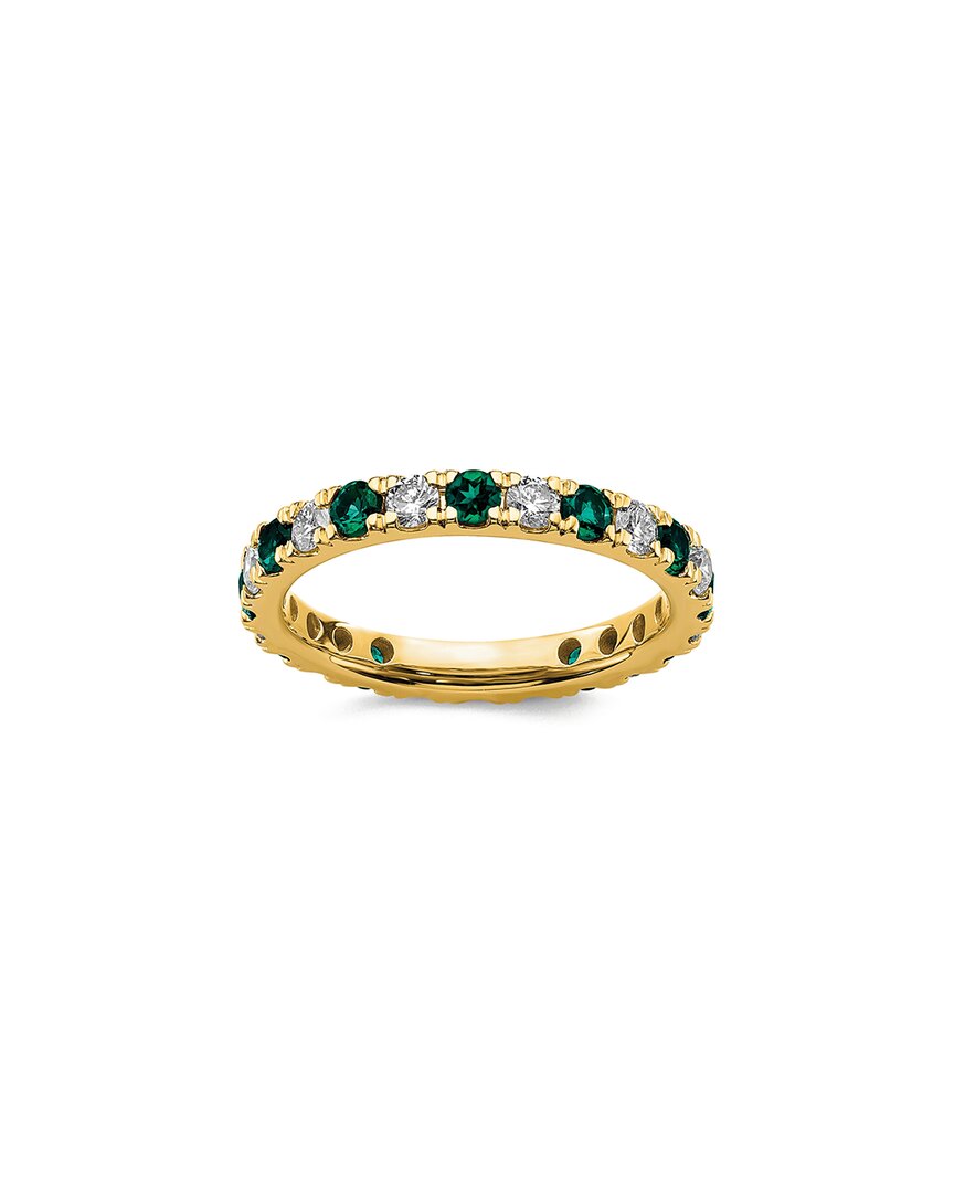 Lab Grown Gemstones 14k 1.75 Ct. Tw. Lab-grown Diamond & Lab-grown Emerald Eternity Ring In Gold