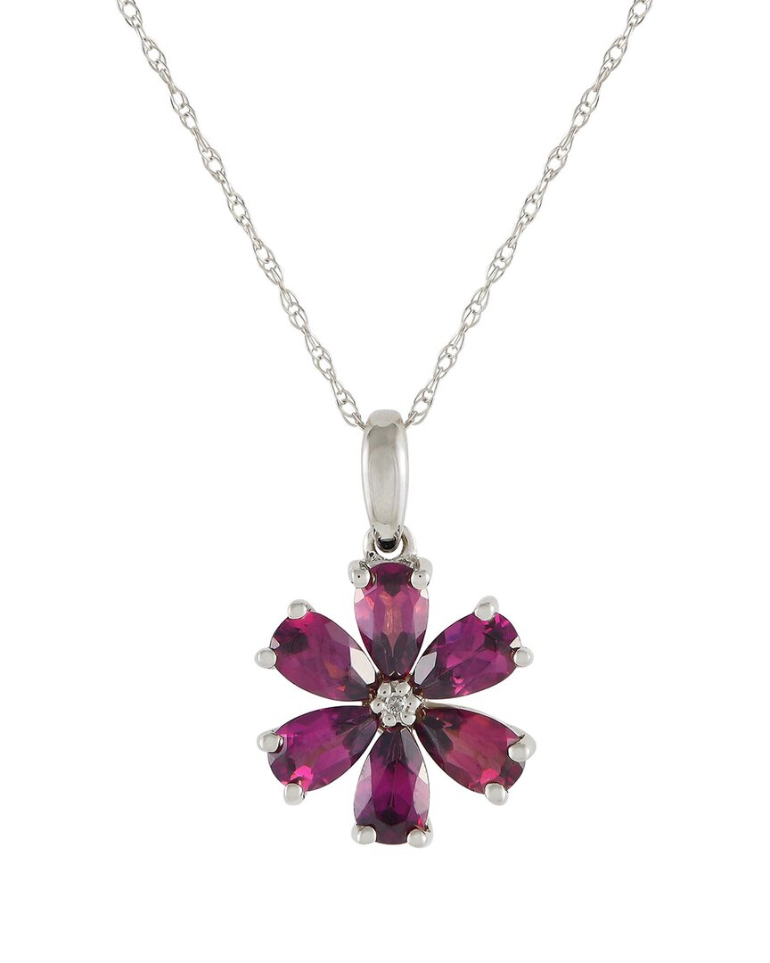 Diamond Select Cuts 14k 0.01 Ct. Tw. Diamond Flower Necklace In Orange