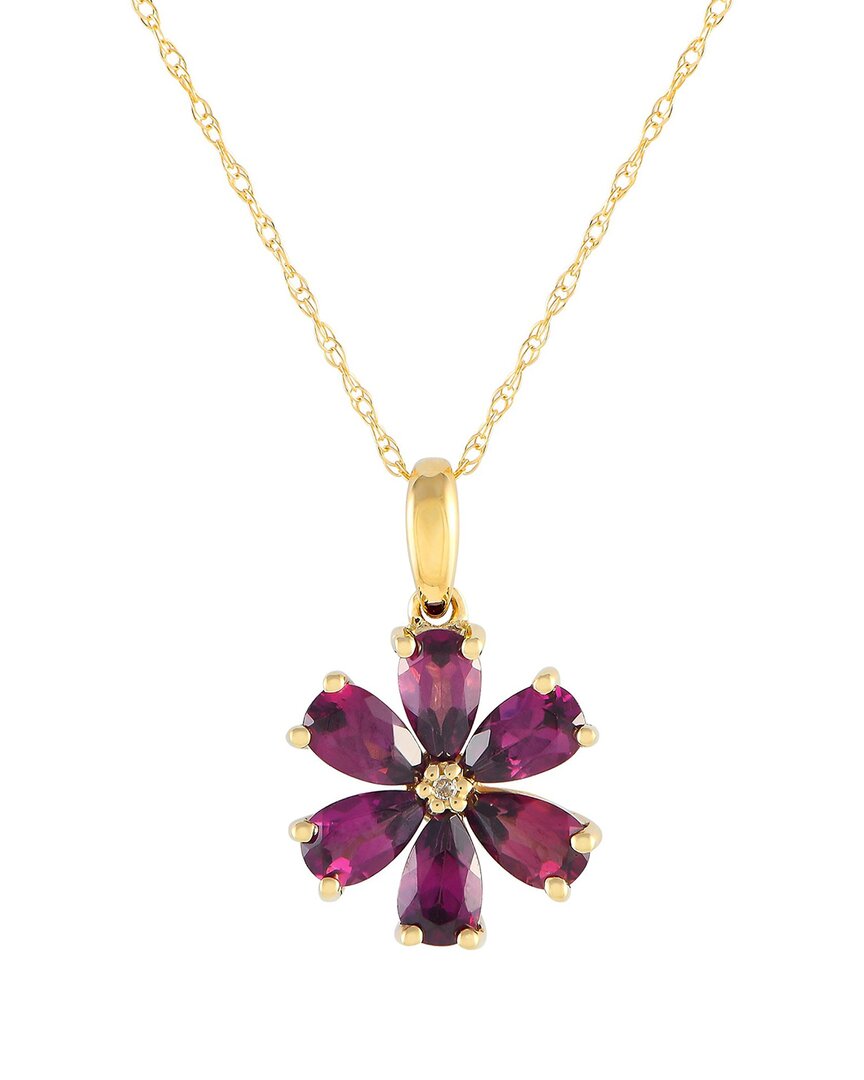 Diamond Select Cuts 14k 0.01 Ct. Tw. Diamond Flower Necklace In Metallic