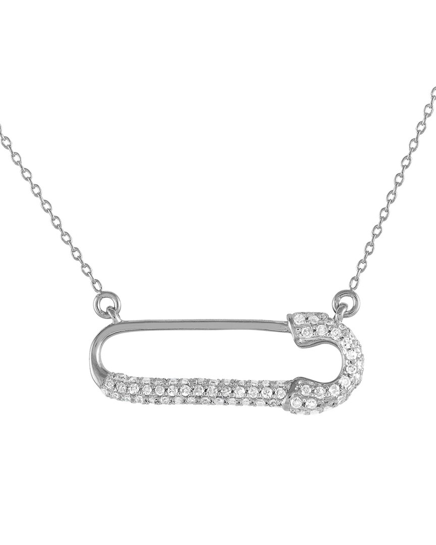 Diamond Select Cuts 14k 0.17 Ct. Tw. Diamond Safety Pin Necklace In Metallic